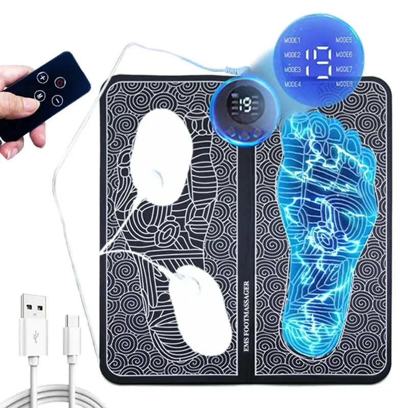 Electric Foot Massager Pad - 8 Modes, 19 Intensity Levels & Remote Control